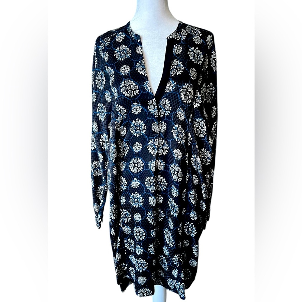 Zadig & Voltaire Blue and White Graphic Long Sleeve Dress